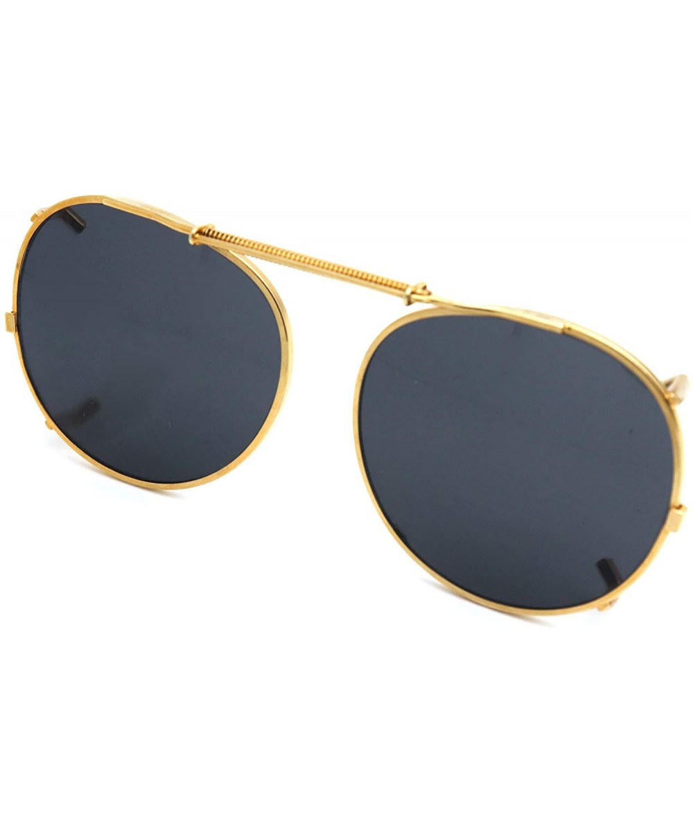 Aviator Clip On- Flip Up- Adjustable Spring Clip on- Driving Lens - F1 Small Size Round / Smoke Lens Gold - CO18WWIEGH2 $26.90