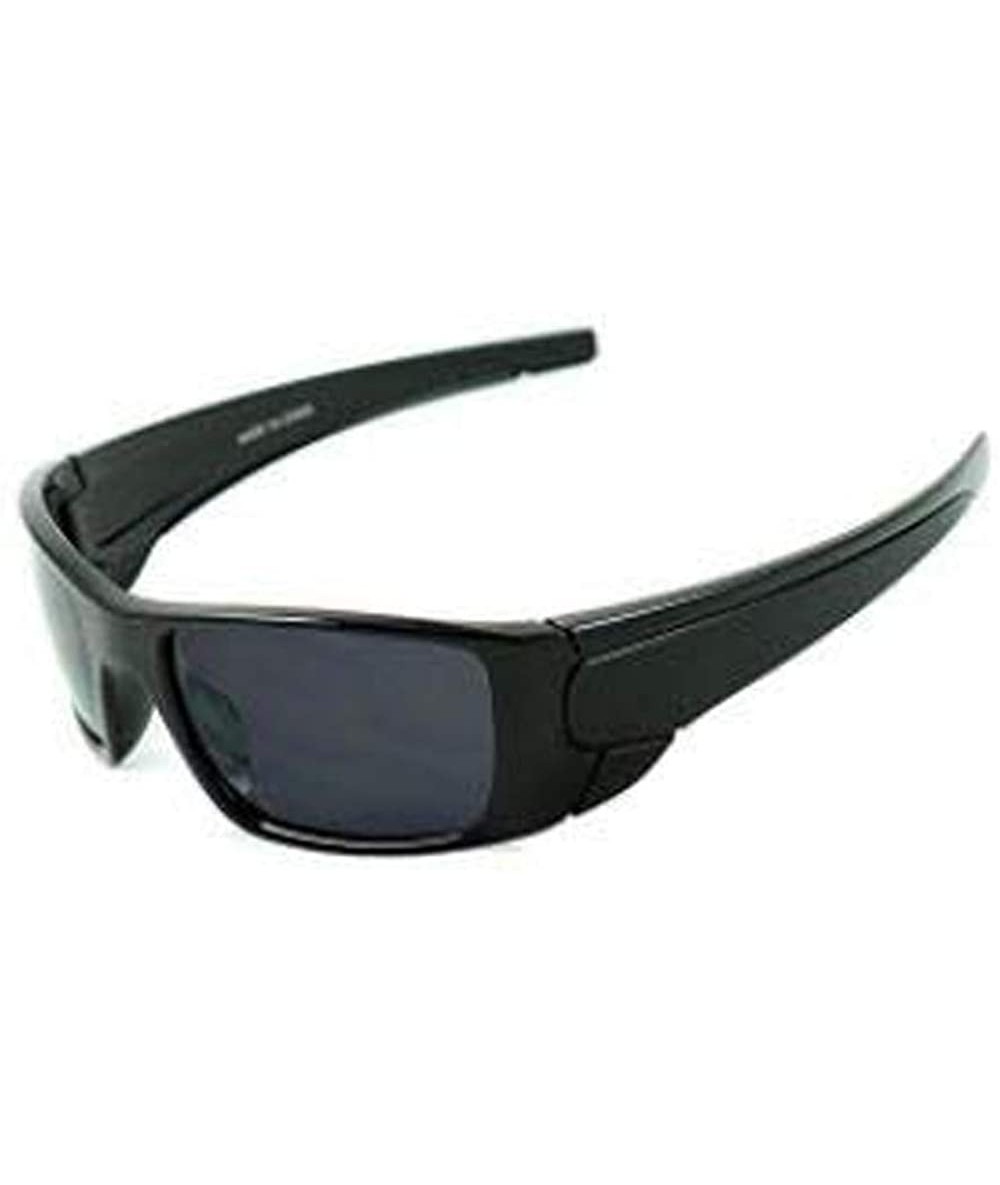 Sport Anti-Glare Polarized Wrap Sports Inspired Sunglasses - Glossy Black - C111QIR0TZH $23.69