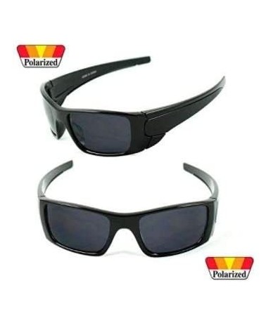 Sport Anti-Glare Polarized Wrap Sports Inspired Sunglasses - Glossy Black - C111QIR0TZH $23.69