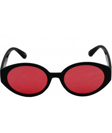 Square Elegant Retro Oval Mod Cat Eye Women Vintage Clout Goggles Supreme Cool Sunglasses - Red Mirror - C618D8RQX4T $18.67