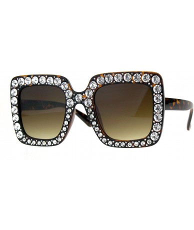 Butterfly Womens Large Rhinestone Sparkling Diva Plastic Rectangular Luxury Sunglasses - Tortoise Brown - C3180T48N68 $32.34