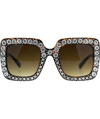 Butterfly Womens Large Rhinestone Sparkling Diva Plastic Rectangular Luxury Sunglasses - Tortoise Brown - C3180T48N68 $32.34