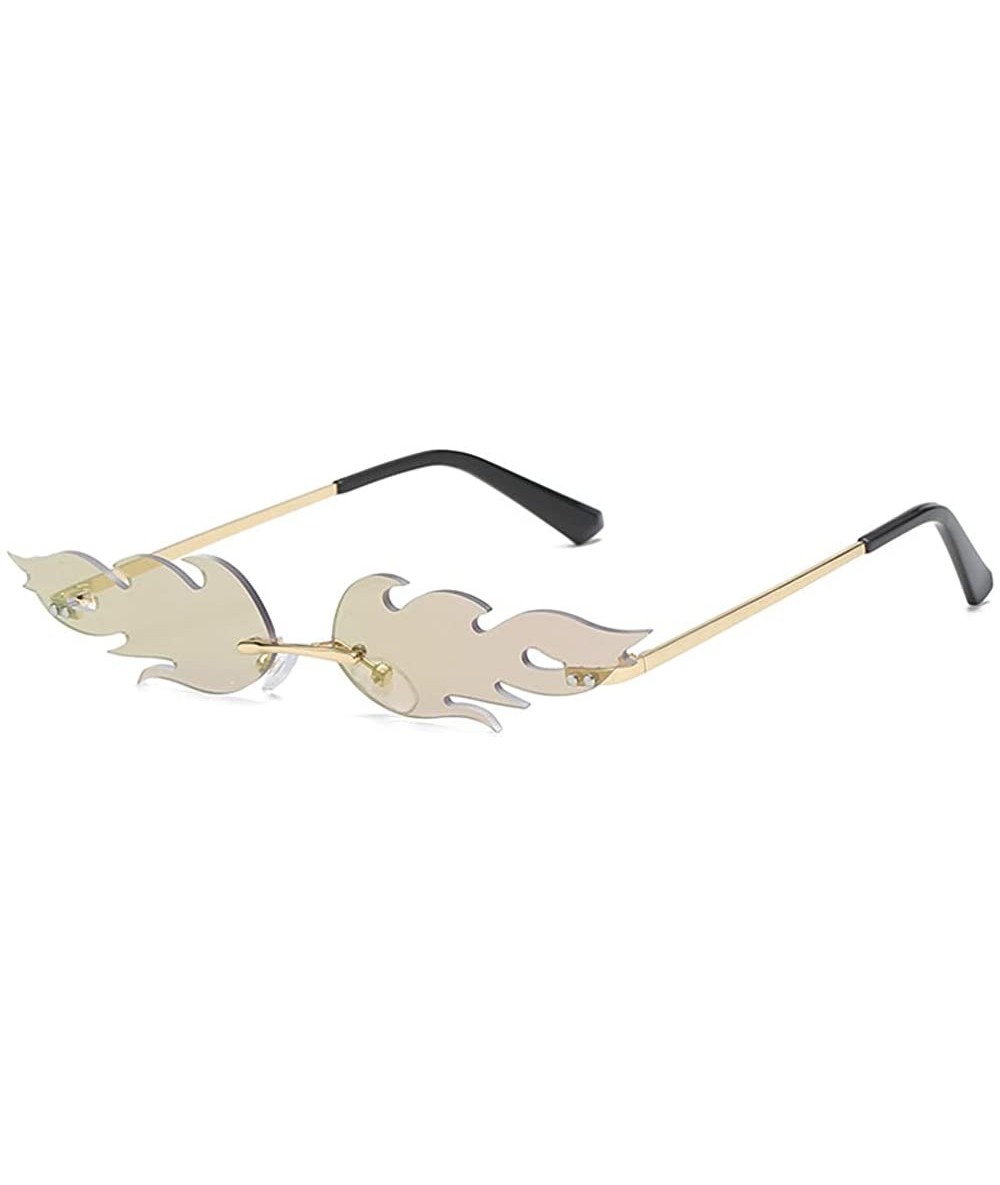 Sport Trend Flowing Flame Sunglasses Men Women Metal Frameless Street Beat Sports UV400 Sunglasses - A5 - CV18XMZ9DLS $18.65