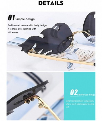 Sport Trend Flowing Flame Sunglasses Men Women Metal Frameless Street Beat Sports UV400 Sunglasses - A5 - CV18XMZ9DLS $18.65