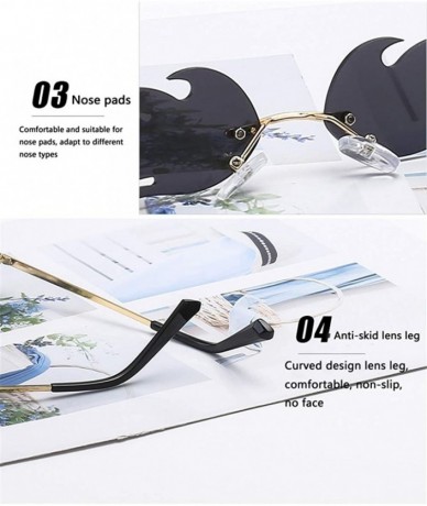 Sport Trend Flowing Flame Sunglasses Men Women Metal Frameless Street Beat Sports UV400 Sunglasses - A5 - CV18XMZ9DLS $18.65