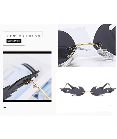 Sport Trend Flowing Flame Sunglasses Men Women Metal Frameless Street Beat Sports UV400 Sunglasses - A5 - CV18XMZ9DLS $18.65