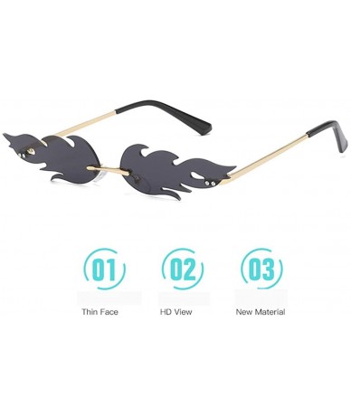 Sport Trend Flowing Flame Sunglasses Men Women Metal Frameless Street Beat Sports UV400 Sunglasses - A5 - CV18XMZ9DLS $18.65