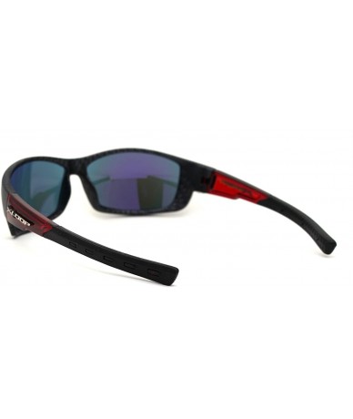 Sport Mens Carbon Fiber Print Rectangular Warp Sport Sunglasses - Red Fuchsia Mirror - CD19572A2LS $24.52