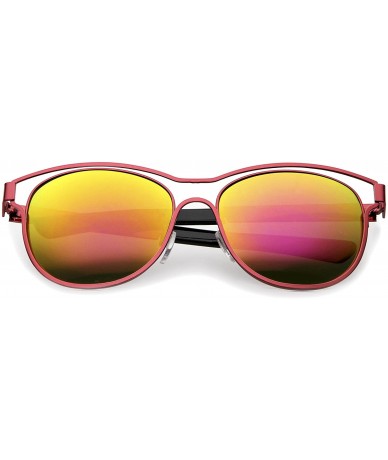 Wayfarer Modern Open Metal Frame Colored Mirror Lens Horn Rimmed Sunglasses 56mm - Red / Magenta-orange Mirror - CP12LZRTTCD ...