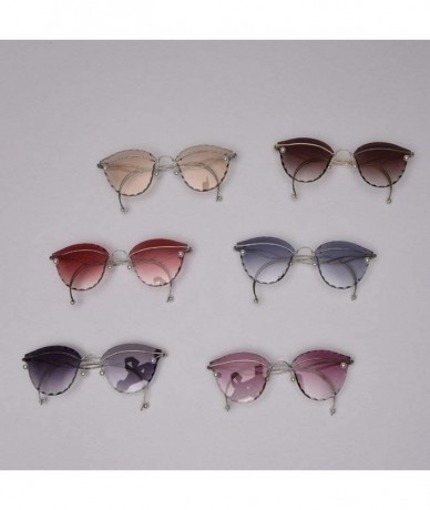 Rimless Fashion Pearl Sunglasses Metal Rimless Frame Brand Designer Women Cut Edge Cat Glasses - Grey - CO18U0A5WNQ $25.90