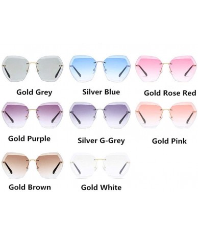 Wayfarer Sunglasses Women Rimless Diamond Cutting Lens Brand Designer Ocean Shades Vintage Sun Glasses Uv400 - Gold Grey - CP...