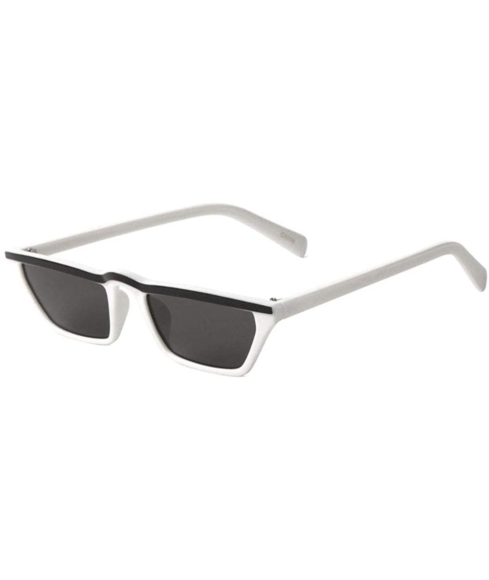 Cat Eye Curved Middle Top Bar Color Line Straight Cat Eye Sunglasses - White - CZ1993WA8GD $25.76