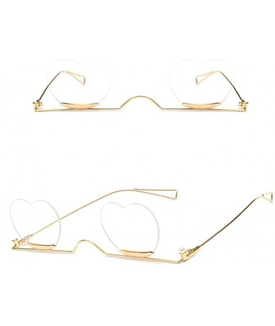 Square Fashion Small Rimless Sunglasses Women Vintage Heart Glasses Luxury Brand Metal Pearl Frame Unique Eyewear - 7 - CR198...