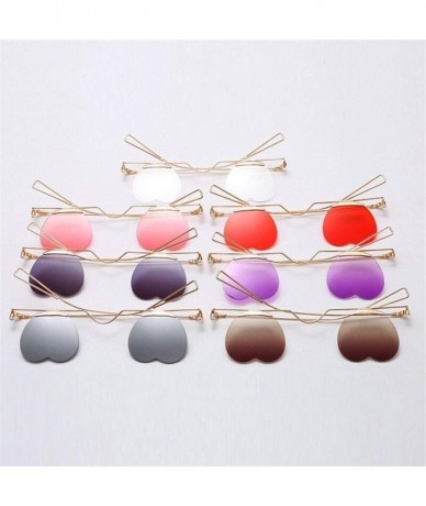 Square Fashion Small Rimless Sunglasses Women Vintage Heart Glasses Luxury Brand Metal Pearl Frame Unique Eyewear - 7 - CR198...