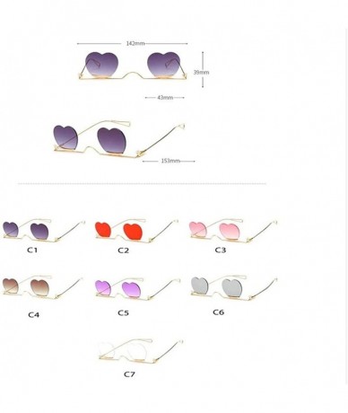 Square Fashion Small Rimless Sunglasses Women Vintage Heart Glasses Luxury Brand Metal Pearl Frame Unique Eyewear - 7 - CR198...