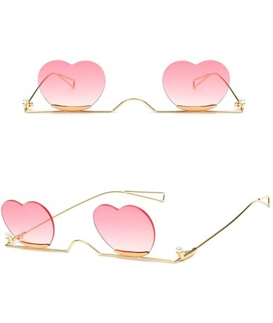 Square Fashion Small Rimless Sunglasses Women Vintage Heart Glasses Luxury Brand Metal Pearl Frame Unique Eyewear - 7 - CR198...