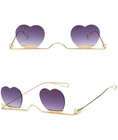 Square Fashion Small Rimless Sunglasses Women Vintage Heart Glasses Luxury Brand Metal Pearl Frame Unique Eyewear - 7 - CR198...