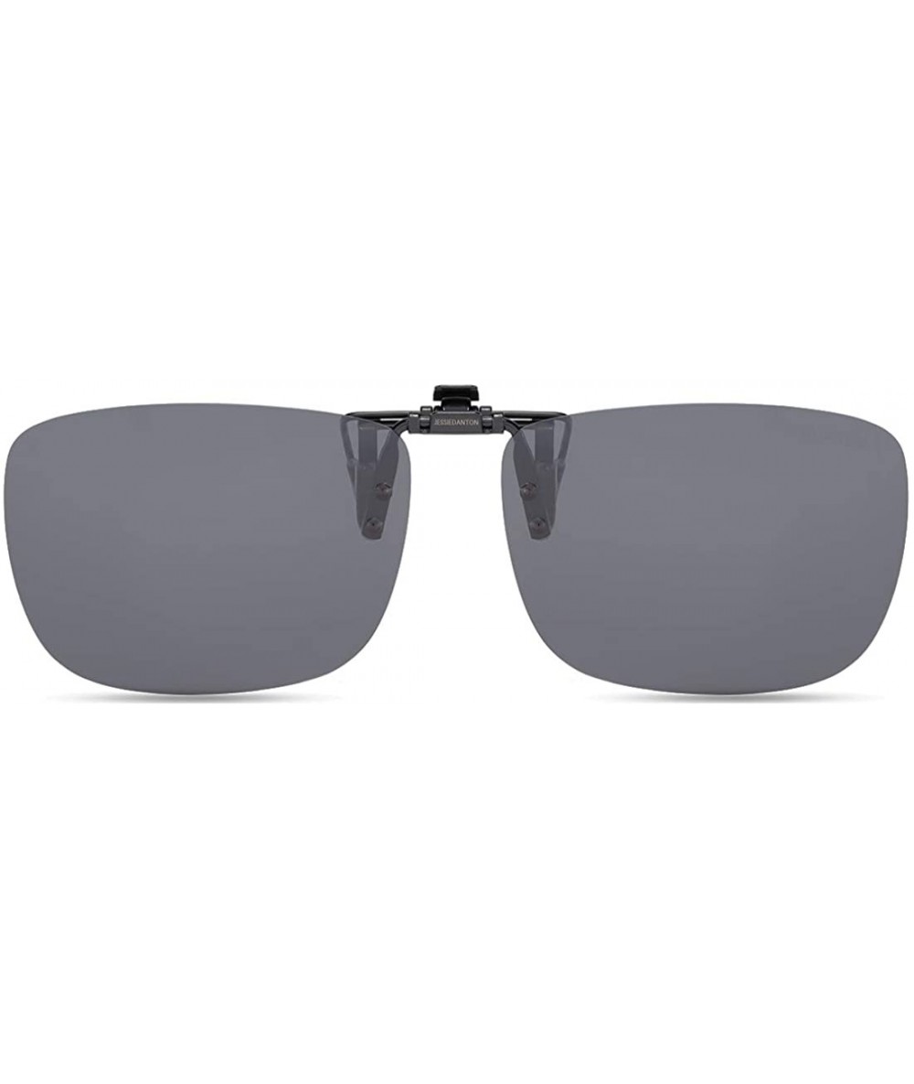 Rectangular Polarized Clip On Sunglasses Over Prescription Glasses for Men Women UV Protection - Grey - CD18QQNQYST $22.37