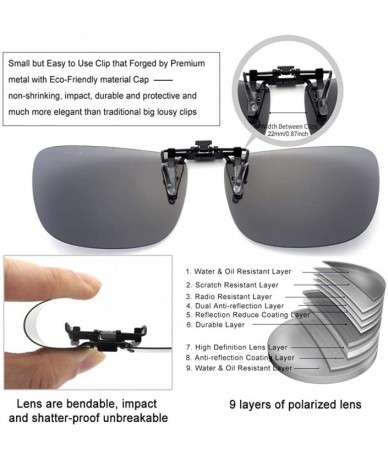 Rectangular Polarized Clip On Sunglasses Over Prescription Glasses for Men Women UV Protection - Grey - CD18QQNQYST $22.37