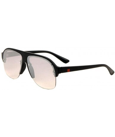 Round Flat Top Curved Edges Rimless Round Flat Lens Aviator Sunglasses - Grey - C6197R973GL $25.99