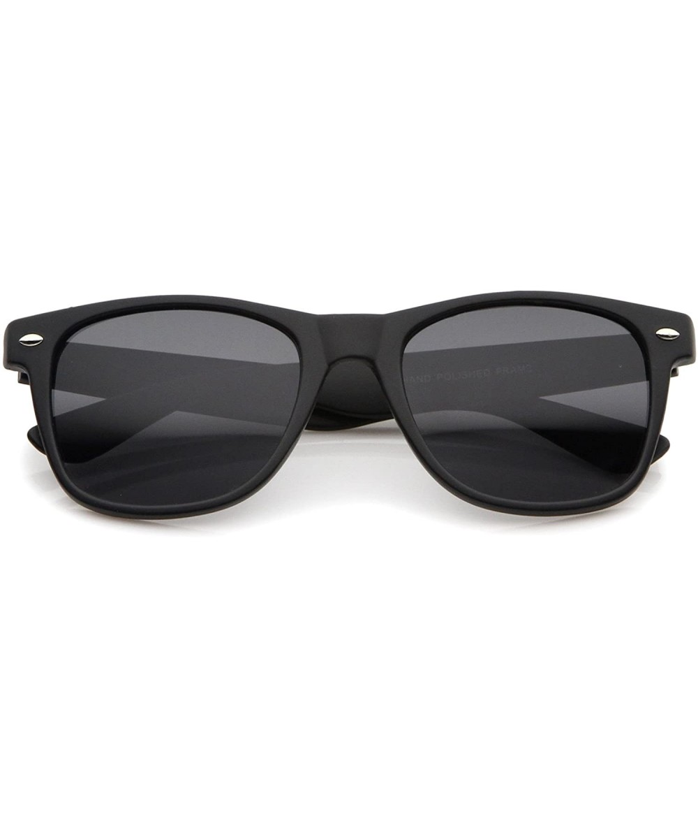 Wayfarer Classic 80's Retro Matte Frame Wide Temples Horn Rimmed Sunglasses 54mm - Matte Black / Smoke - CL12KRZC5O3 $18.83