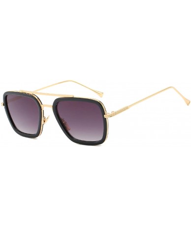 Oversized Sunglasses Glasses Rectangle Vintage Sun Retro Steampunk Eyewear - Tn3 - CL197Y6T2IK $32.22