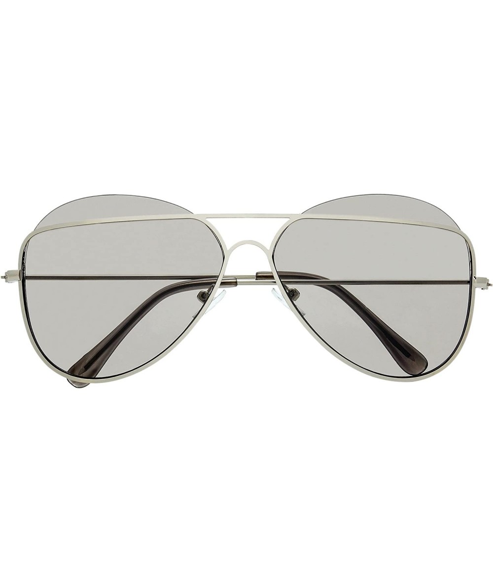 Rimless Metal Crossbar Fashion Color Tinted Flat Lens Stylish Sunglasses with Gift Box - 3-silver - C218695ZMYS $24.29