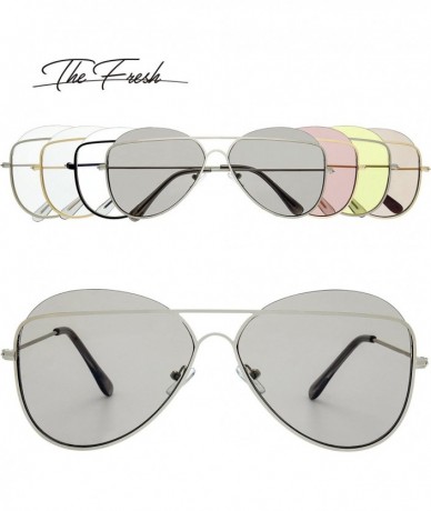 Rimless Metal Crossbar Fashion Color Tinted Flat Lens Stylish Sunglasses with Gift Box - 3-silver - C218695ZMYS $24.29