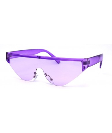 Cat Eye Womens Futuristic Flat Top Half Rim Cat Eye Sunglasses - All Purple - CL19744527L $24.22