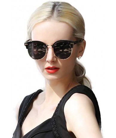 Aviator Women's Fashion Polarized Sunglasses UV 400 Lens Protection - Black - C918RHK7XGA $56.54