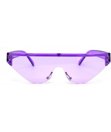 Cat Eye Womens Futuristic Flat Top Half Rim Cat Eye Sunglasses - All Purple - CL19744527L $24.22