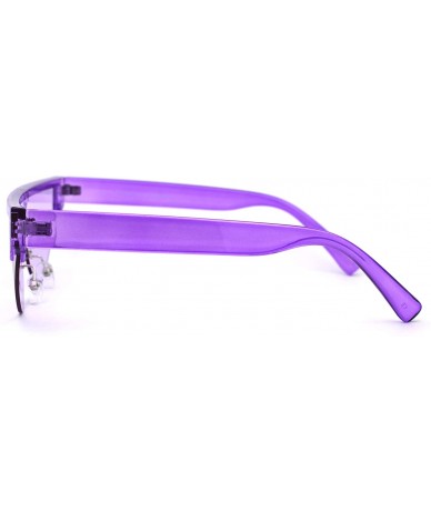 Cat Eye Womens Futuristic Flat Top Half Rim Cat Eye Sunglasses - All Purple - CL19744527L $24.22