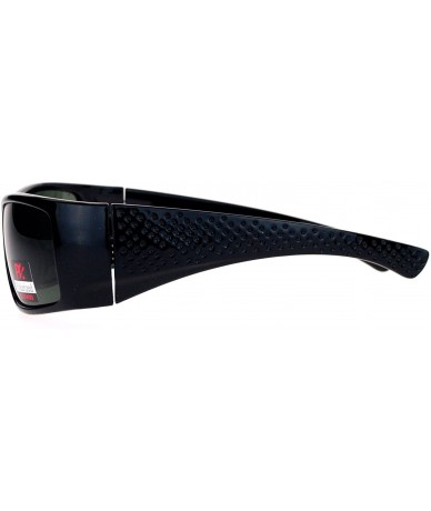 Sport Antiglare Polarized Lens Mens Sport Plastic Warp Sunglasses - Black Green - C31208ILZT5 $22.30