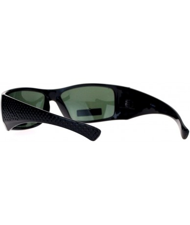 Sport Antiglare Polarized Lens Mens Sport Plastic Warp Sunglasses - Black Green - C31208ILZT5 $22.30