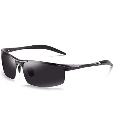 Aviator Aluminum Magnesium Polarizing Sunglasses Men's Half-frame Sunglasses Riding Glasses - A - CQ18QCHG36Q $64.11