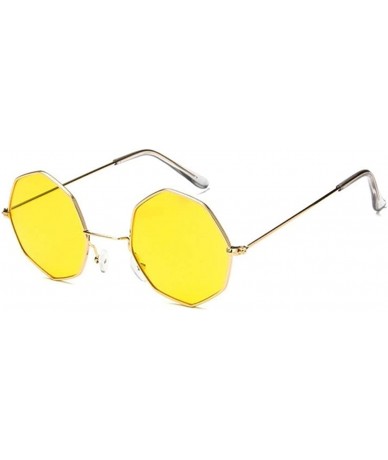 Round Vintage Octagon Round Sunglasses Women Steampunk Small Metal Frame Yellow Red Sun Glasses for Men - Gold Red - CB199QD7...