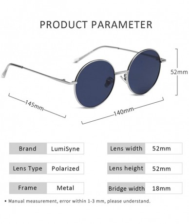 Round Retro Round Sunglasses Small Men Women Steampunk Hippy Lennon Glasses Polarized Colored Lens UV400 Metal Frame - CA18YK...