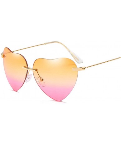 Semi-rimless Heart Sunglasses Women Love RimlFrame Clear Transparent Tint Sun Glasses Vintage FramelUV400 - Redyellow - CY198...