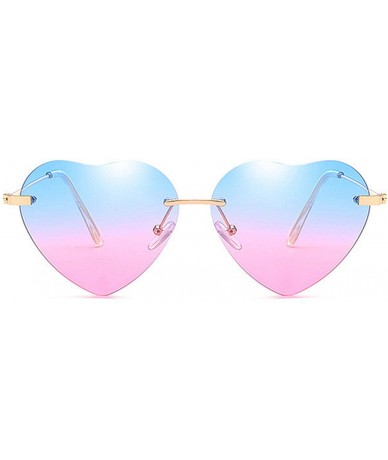 Semi-rimless Heart Sunglasses Women Love RimlFrame Clear Transparent Tint Sun Glasses Vintage FramelUV400 - Redyellow - CY198...