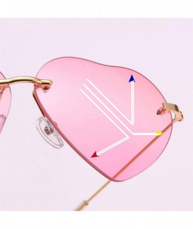 Semi-rimless Heart Sunglasses Women Love RimlFrame Clear Transparent Tint Sun Glasses Vintage FramelUV400 - Redyellow - CY198...