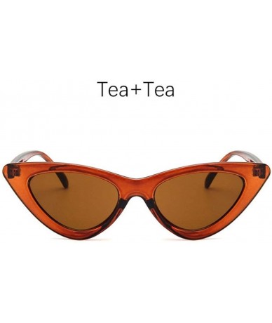 Cat Eye Fashion Sunglasses Vintage Triangular Glasses - Tea Tea - CW199D4YI2A $33.45