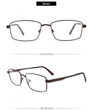 Rectangular Rectangular Full Frame Men's Myopia Glasses Frame - Brown - CM18WINZ5E2 $23.31