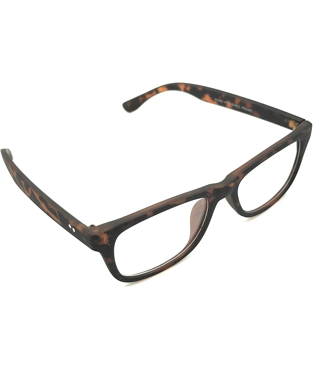 Rectangular Matt Retro Unisex Plastic Fashion Clear Lens Glasses - Matt Tortoise - CY185644AKQ $17.46