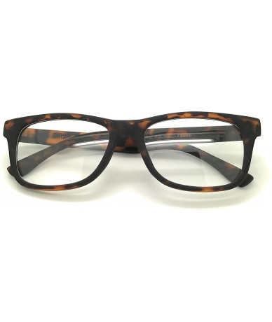 Rectangular Matt Retro Unisex Plastic Fashion Clear Lens Glasses - Matt Tortoise - CY185644AKQ $17.46