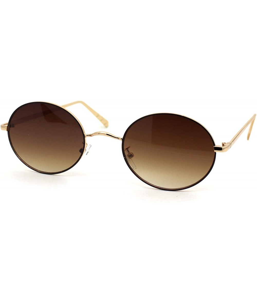 Oval Womens Oval Round Dad Shade Metal Rim Retro Sunglasses - Gold Brown Brown - CL18AH95ETC $23.31