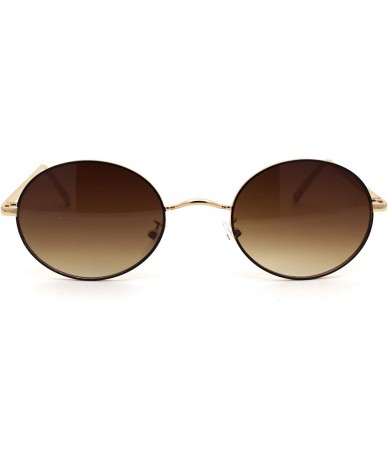 Oval Womens Oval Round Dad Shade Metal Rim Retro Sunglasses - Gold Brown Brown - CL18AH95ETC $23.31