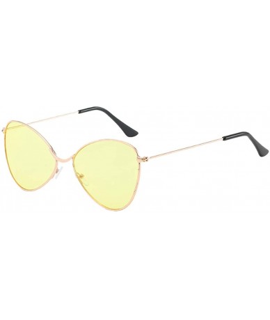 Square Vintage Sunglasses-Unisex Polarized Metal Mirror Semi-Rimless Frame Glasses - Yellow - CL18RT705YQ $16.95