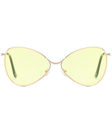 Square Vintage Sunglasses-Unisex Polarized Metal Mirror Semi-Rimless Frame Glasses - Yellow - CL18RT705YQ $16.95