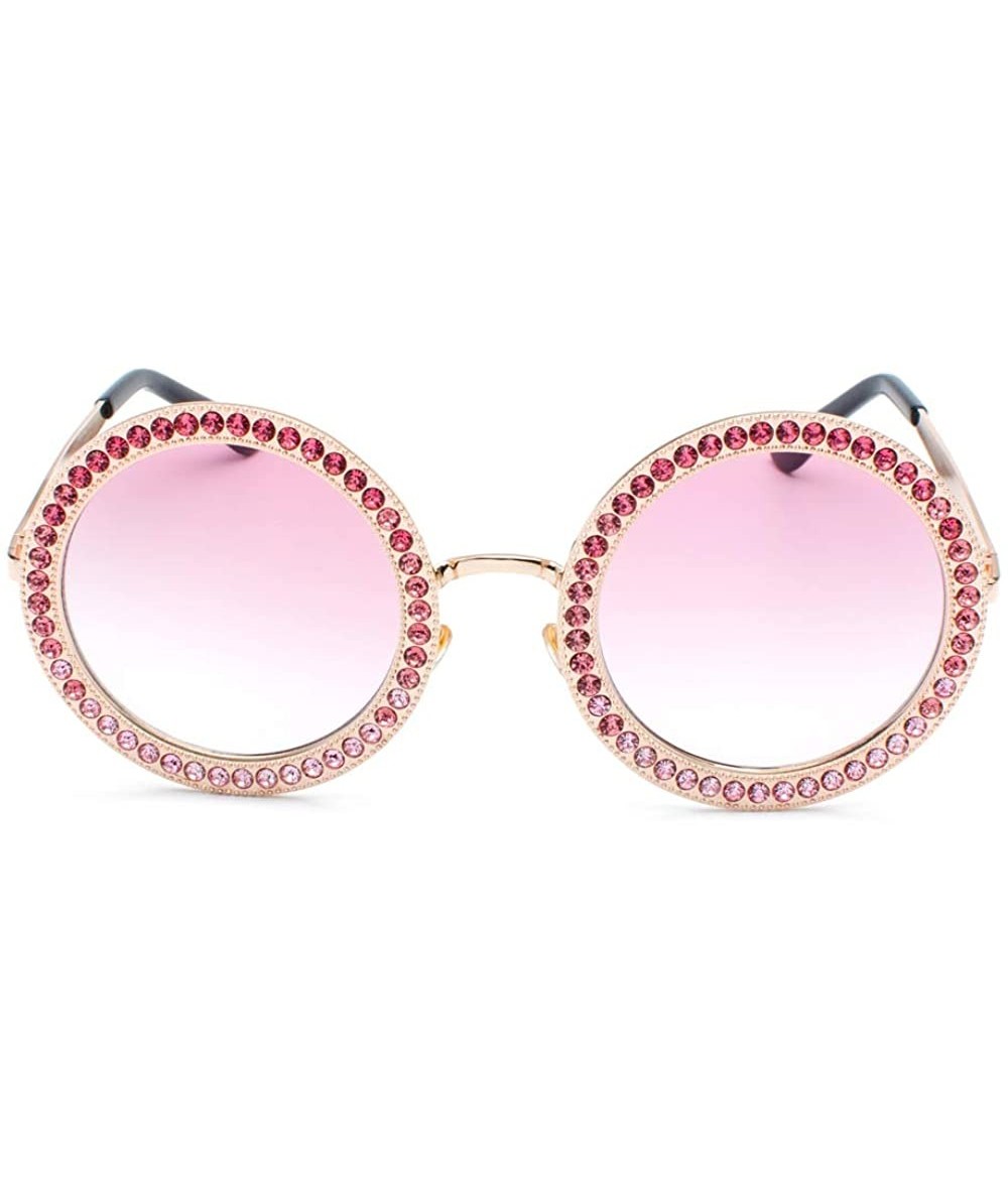 Round Round Diamond Sunglasses Multicolor Glasses Gold Frame Transparent Drill Suits Catwalk Chrismas Gifts - CM18A35H9YM $41.70