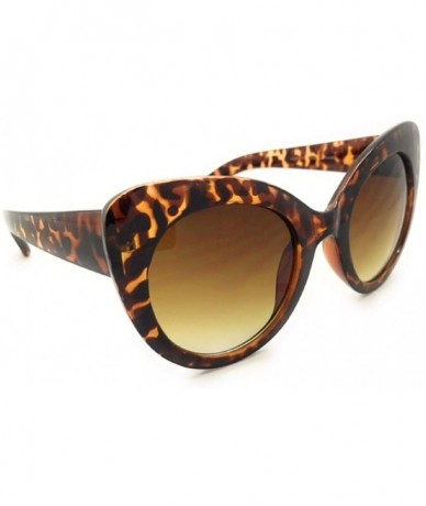 Oversized Oversized Cat Eye Vintage Inspired Super Bold Retro Designer Sunglasses - Brown - CN17YWEQC3N $18.18